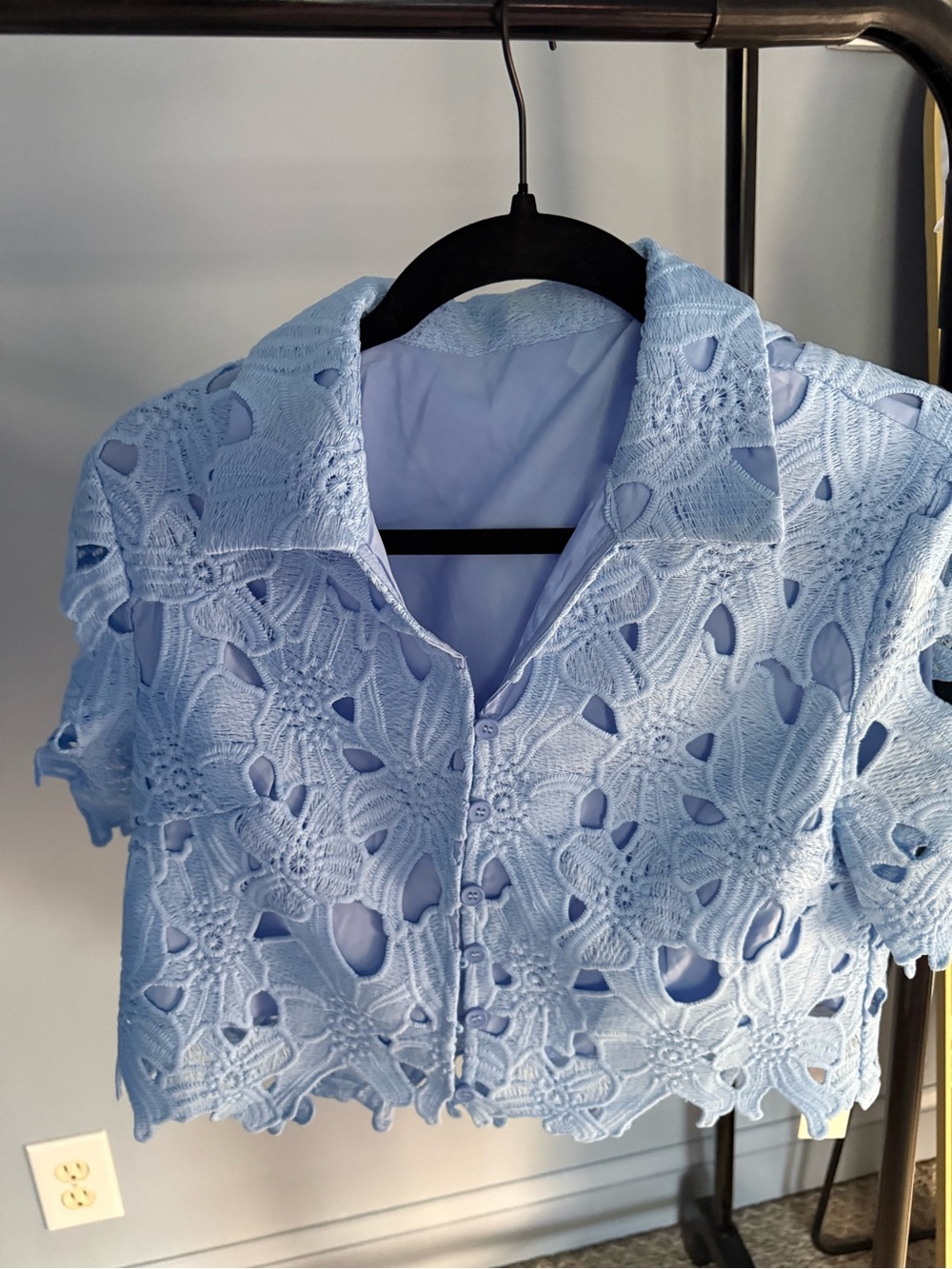 NWT Commense Light Blue Crochet Lace Women's Shorts & Top Set - Picture 12 of 16